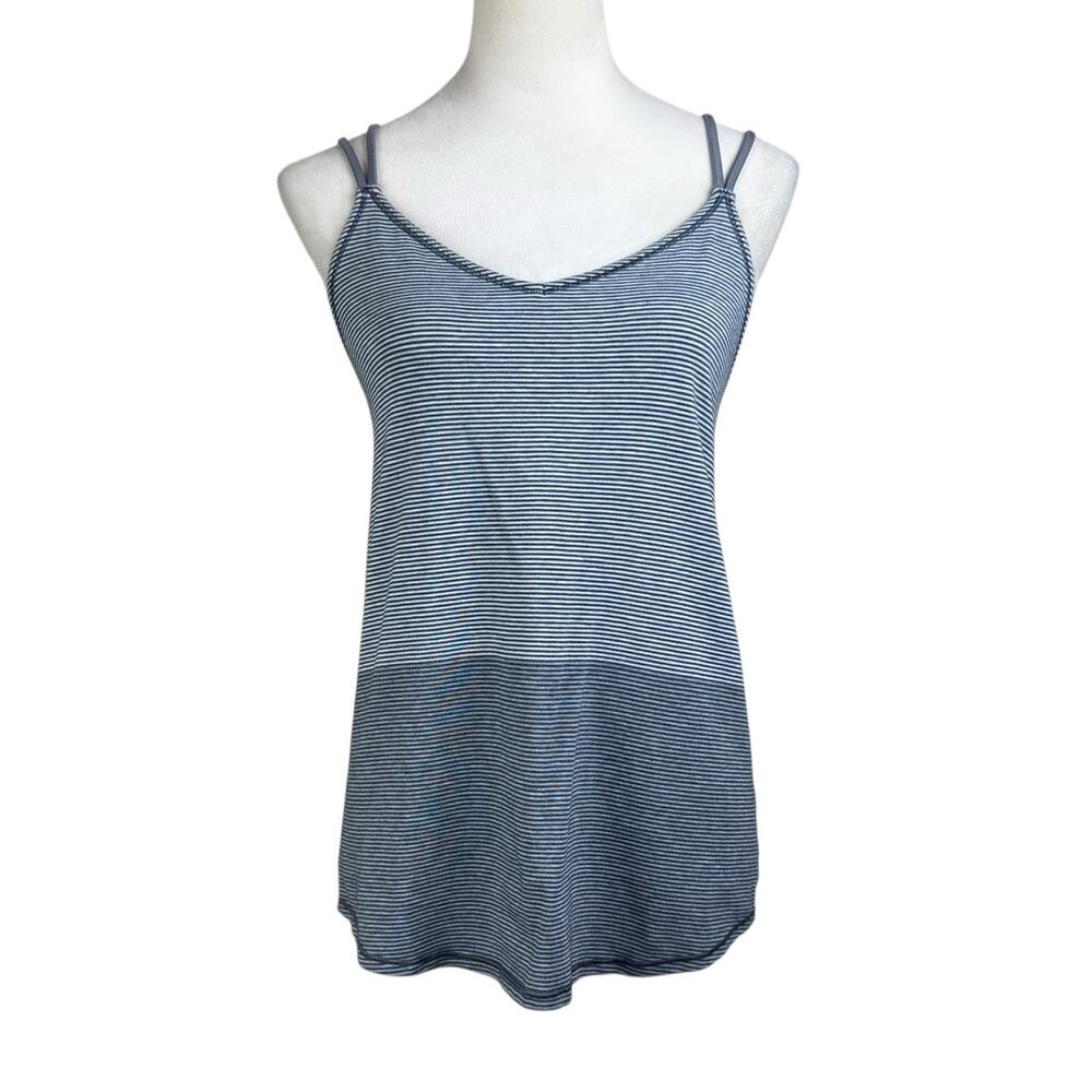 Lululemon Breezy Gray Stripe Thin Strap Open Back Lightweight Athletic Tank Top